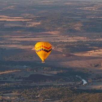 Hot air balloons floating over Northam area